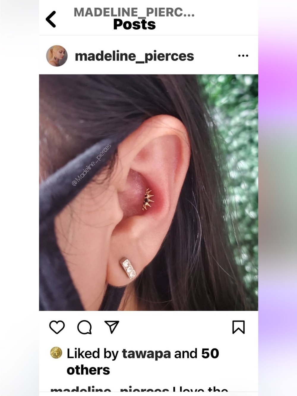 14k Spike Cz Tawapa Stud flat back threadless piercing Earring - Women Jewelry - Picture 3 of 4